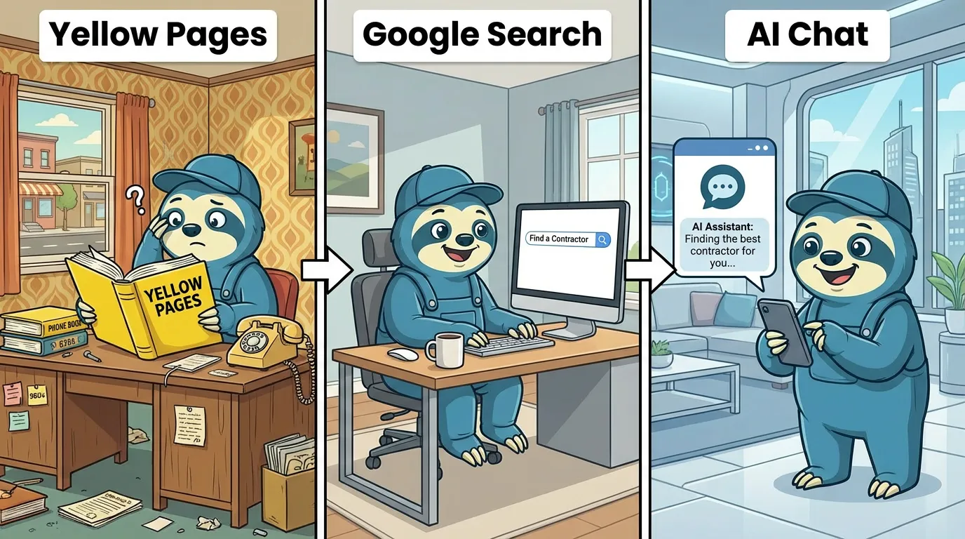 The evolution of how clients find contractors: Yellow Pages to Google Search to AI Chat